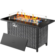 Ciays 43″ Propane Fire Pit with Glass Wind Guard, CSA-Listed 60,000 BTU Outdoor Gas Fire Pit Table, Tempered Glass Top, Glass Rocks,Lid, Adjustable Legs, Fire Table for Patio, Garden & Party, Black