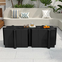roomfitters 3-Piece Artistic Puzzle Table Set, Interlocking Modular MGO Side Tables (2 Convex & 1 Concave), Black