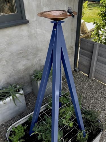 Modern Birdbath with Obelisk Trellis (Azul, Large)