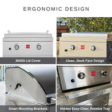 Fuego F27S-Griddle-B-NG F27S-Griddle-B 304SS Griddle Built-in Gas Grill, Stainless Steel