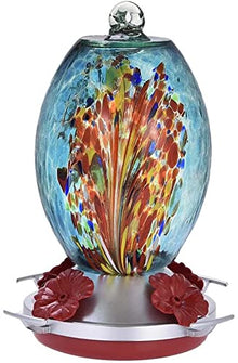 ZYBB Glass Hummingbird Feeder Bird Feeder Hummingbird Feeder Bird Perch for Outdoors Patio Hand Blown