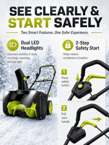 Cordless Electric Snow Shovel, 40V Battery-Powered Snow Blower 4Batteries