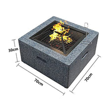 Fire Pit with BBQ Grill Shelf, for Garden Patio Outdoor, Fire Bowl Out of Steel with an Edging of Artificial Stone with Waterproof Cover