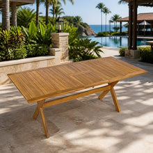 Christopher Knight Home Haiyi 60"-76" Outdoor Extendable Dining Room Table for 4-6 People, Rectangle Acacia Wood Kitchen Table with X-Shaped Legs, Dinner Table for Patio/Balcony/Garden, Teak