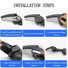 JIQHOHX Mini Chainsaw, Rechargeable Wood Cutting Lithium Chainsaw, Portable Electric 24 V 4 Inch Mini Chain Saw, Handheld Cordless Chainsaw with 2 Battery and Charger (Black)