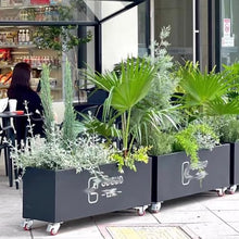 Etlegor Modern Tall Rectangular Trough Planter, Metal Raised Garden Bed with Wheels for Tall Plants and Flowers Standing Growing Bed Herb Planter for Commercial and Residential(Black,100x30x60cm)