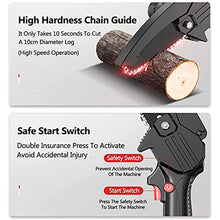 JIQHOHX Mini Chainsaw, Rechargeable Wood Cutting Lithium Chainsaw, Portable Electric 24 V 4 Inch Mini Chain Saw, Handheld Cordless Chainsaw with 2 Battery and Charger (Black)
