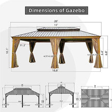 ANTSKU 12'x20' Hardtop Gazebo Outdoor Wooden Coated Aluminum Frame Yellow Brown