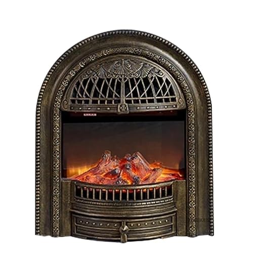 French Luxury Cast Iron Fireplace With Simulation Flame For Living Room Heating - Arc Furnace Core A(Bronze)