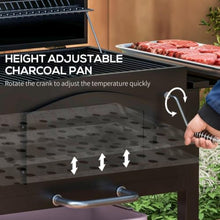 Charcoal Grill, Outdoor Portable Adjustable Height BBQ Smoker with Folding Shelves, Thermometer, Bottle Opener & Wheels for Camping, Picnic, Patio, Backyard, Black