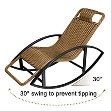 TXGJWRA Outdoor Rocking Chair, Steel Frame Rocker Chair with Headrest, Rattan Patio Rocking Arms Seat for Garden Porch Backyard, Support 150Kg,D