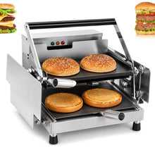 Stainless Steel Countertop Bun Grill Press, Commercial Double-layer Burger Bun Toaster, 0-3 Min Timer, 0-300°c Temp Control, With Nonstick Heating Plates, Adjustable 2-4 Cm Plate Gap