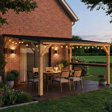 Outsunny 10'x14' Wooden Grill Gazebo Galvanized Steel Sloped Roof, Natural