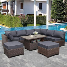 UOPYNE Modern 9 Piece Outdoor Patio Furniture Set - High Back Extra Large PE Rattan Sectional Sofa with Coffee Tables, Wicker Conversation Sets for Leisure, Versatile