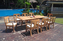WholesaleTeakFurniture Grade-A Teak Wood 8 Seater 9 Pc Dining Set: 94" Double Extension Rectangle Table and 8 Osborne Arm Chairs #WFDSOS33
