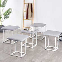 sdneNest Stackable Outdoor Party Ottoman Nizer Creative Waterproof Stool Set with 5 in 1 Seating Cube,6-45 * 45cm