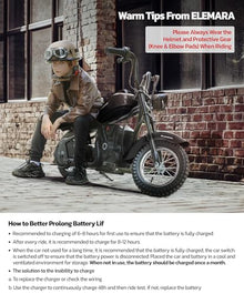 ELEMARA Electric Dirt Bike Kids 15mph 150lb Max Black