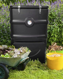 EJWOX Insulated Compost Bin with Ventilation System - Quickly Composting All Year Round, A Reservoir at The Bottom Design to Collect The Leachate (30 Gal, Black)
