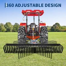 Garvee 6 FT Landscape Rake for Tractors,3 Point Rock Rake with Steel Tines