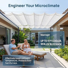 FENGZEQUAN Outdoor Pergola Shade Cover for Patio Deck Porch Retractable U Shape Wave Canopy Awning with Slide Flexible Design Hang Down Wire Cable Hardware Included(W2.8*L7m/W9.19*L22.96ft)