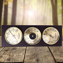 OREKPOT Glass Barometer,Outdoor Temperature Gauge,Traditional Barometer 3Pcs/Set Thermometer Barometer Hygrometer Weather Station with Wooden Frame Base Ornaments for Hotels, Warehous