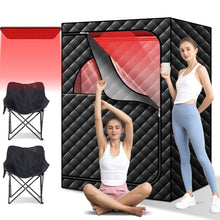 amocane Portable Infrared Sauna with 660nm Red Light, 2 Person Red Light Sauna Spa for Home, Full Body Personal Tent with 2 Large Chairs, Remote Control, Dry Heated for Gym/Pilates/Garage
