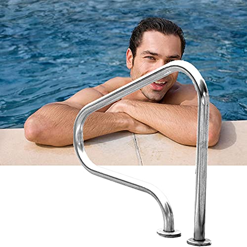 3-Bend Swimming Pool Ramp Handrails Stainless Steel Perfect Handle Grab Ladder Quick Installation for Inground Pools Entrances (Thickness:1.2mm) ()