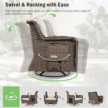 Merax Luxury Swivel Rocker High Back Patio Chair Set 5 Piece Beige