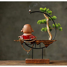 Plants with Wooden Base Buddha Sculpture and Incense Seat for Home Office Décor Bonsai Tree (Color : B) (A)