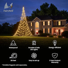 Fairybell - Flagpole LED Christmas Tree - Outdoor Christmas Decorations - Warm White - 1,200 LED Tree - 20ft - Suitable for Existing Flagpoles