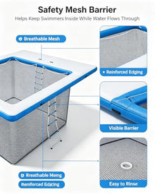 4M x 3M Portable Inflatable Yacht Pool, Inflatable Floating Ocean Sea Swimming Pool with Mesh Safety Barrier for Yacht Deck, Dock and Water Recreation
