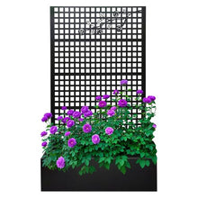 Metal Planter Box with Trellis 70.9in H x 43.3in W x 15.8in D - Outdoor Raised Garden Bed with Privacy Screen Lattice Panels for Patio Decoration for Backyard Patio Balcony, Rose Black