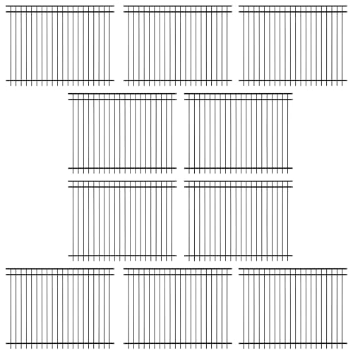 Fencer Wire Pack of 10 Heavy Duty Flat Top Fence Barrier Panel, 6FT Height X 8FT Width Anti-Rust Metal Fencing Panel, 2” Diameter Steel Outdoor Decorative Garden Fence Panel