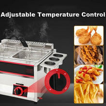 Large Capacity 22L Gas Fryer, Commercial Household LPG Gas Fryer, Freestanding Temperature Control, Adjustable Firepower, With Removable Baskets And Lid