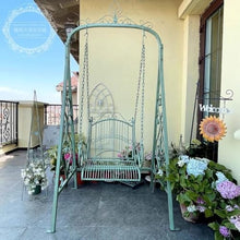 HYgloF Patio Benches Outdoor Rustic Vintage Iron Swing Chair for Garden Balcony Patio Decorative Hanging Double Rocking Garden Bench