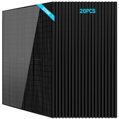 SUNGOLDPOWER 20pcs 370W Solar Panels Monocrystalline, Grade A Solar Cell, Waterproof IP68, High Efficiency Solar Panel On/Off Grid Supplies for Charging Station, Household, Marine, RV, Tiny House
