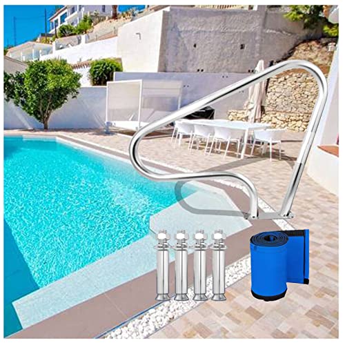 BSNANCA Pool Handrails 32X39 inch Pool Rail 250Lbs Load Capacity Rustproof Pool Handrail Humanized Swimming Pool Handrail with Blue Grip Cover & Screws