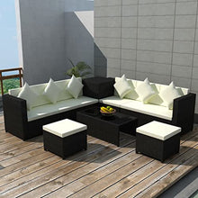 NLQMSU Modular Patio Furniture Set 8 Pieces Black Beige