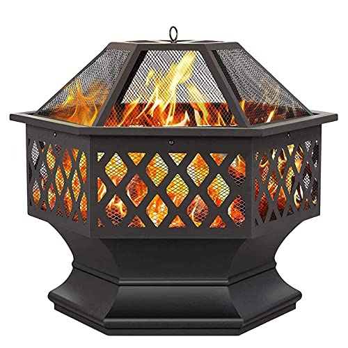 Outdoor Metal Fire Pit, Multifunctional Portable Firepit, Fireplace Stove for Camping Picnic Bonfire Patio Backyard Garden Beaches Park