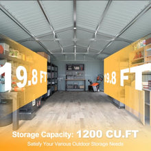 20x10 FT Outdoor Storage Shed, Metal Garage Shed with 2 Lockable Doors, and 4 Vents,Large Metal Building,Galvanized Steel Prefab Garage Sheds for Car, Truck, Bike, Tool,White