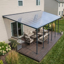Palram - Canopia Feria 10' x 28' Patio Cover Canopy Awning, Gray/Clear