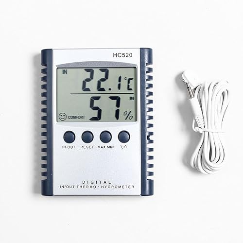 ASWRTYJO ABS External Probe Digital Electronic Temperature Humidity Meter Indoor Outdoor