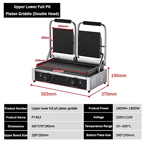 Electric Countertop Griddle Grill Stainless Steel Flat Griddle Hotplate Bbq Kitchen Grill Adjustable Temp Control Restaurant Grill for Camping Outdoor Tailgating Kitchen Home Barbecue,813