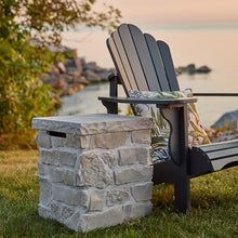 Real Flame Scottsdale Propane Tank Cover for Outdoor Gas Fire Pits, Storage Hideaway Side Table for 20 Pound Propane Tank, Natural Stacked Stone-Like Finish in Beige