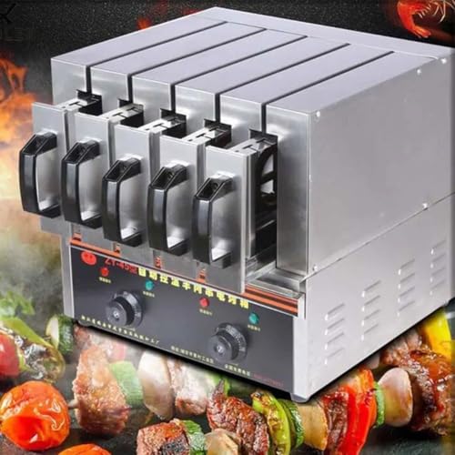 3600W Electric BBQ Grill Machine – Commercial Smokeless Kebab Skewer Oven with 5 Groups for 50 Skewers – Adjustable Temperature for Indoor and Outdoor Use, Perfect for Garden, Picnic, Camping, Seafood
