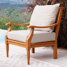 Cambridge Casual Venice Teak Wood Patio Bistro Set of 3 with Beige Cushion, Indonesian Teak Wood, Weather-Resistant Patio Furniture Set of 3, Club Chair Set of 2 with Side Table