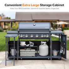Brand-Man 6-Burner Gas Outdoor Kitchen Grill Island with Side Burner