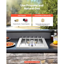 Single Grilling Side Burner, Stainless Steel Grill with Lid & Electronic Ignition, 17,000BTU Propane & Natural Gas BBQ Burner for Outdoor Kitchen Island Backyard Patio Entertaining