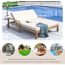 Finca ancha Charming Patio Furniture Set, Acacia Wooden Daybed with Adjustable Backrest, Cushions for Outdoor Lounging, Patio Bar Set w/Sillas para Balcon, Sillas para Patio Exterior (Beige)
