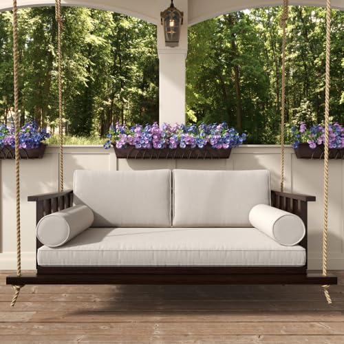 Live Casual The Madison Steel Daybed Porch Swing with Included Outdoor Cushion Set